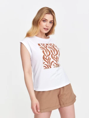 Biały t-shirt z nadrukiem Top Secret