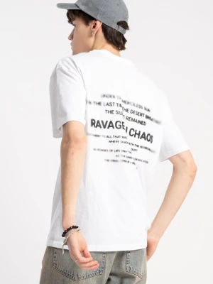 Biały t-shirt z nadrukiem z tyłu Reporter