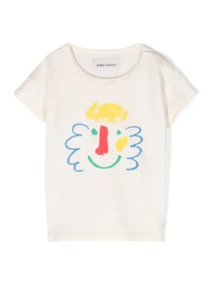 Biały T-shirt z organicznej bawełny z nadrukiem Bobo Choses