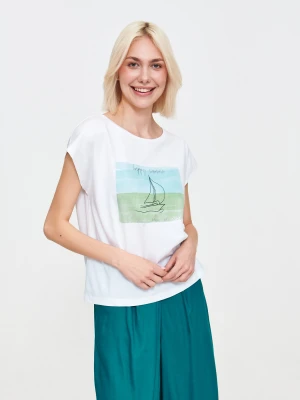 Biały t-shirt z subtelnym nadrukiem Top Secret