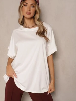 Biały T-shirt z Wiskozą o Fasonie Nietoperza Tanalitha