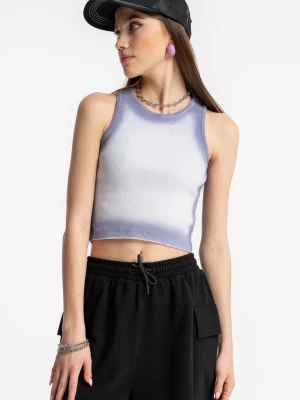Biały top na ramiączkach z fioletowym cieniowaniem Reporter