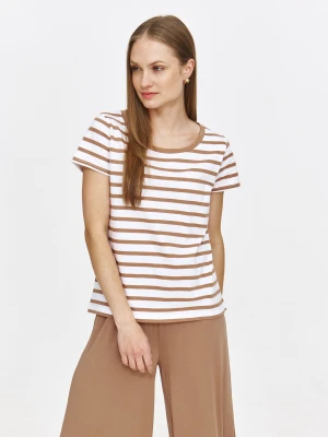 Biały top w beżowe paski Top Secret