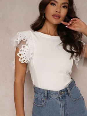 Biały Top z Bawełny z Ozdobną Koronką Adexis elsa.m by may
