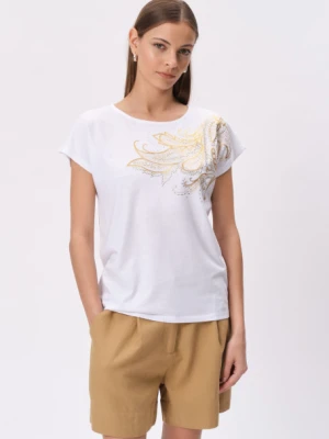 Biały top z efektownym nadrukiem Greenpoint