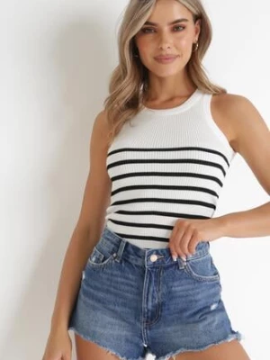 Biały Top z Elastycznej Dzianiny w Paski Yolaresa elsa.m by may