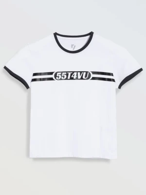 Biały top z kontrastową lamówką Reporter