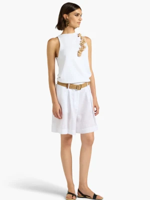 BIAŁY TOP Z MARSZCZENIAMI LIVIANA CONTI