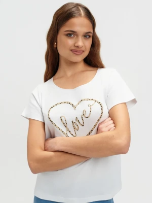 Biały top z nadrukiem Top Secret