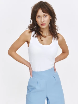 Biały top z okrągłym dekoltem Top Secret