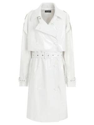 Biały Trenchcoat z Lakierem Dolce & Gabbana