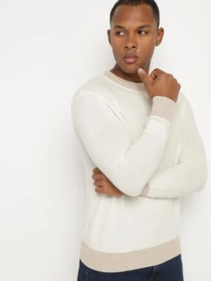 Zdjęcie produktu Biały Wełniany Sweter z Domieszką Kaszmiru o Prostym Kroju Reacirae