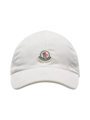 Biały welurowy bawełniany kapelusz z filcowym logo Moncler
