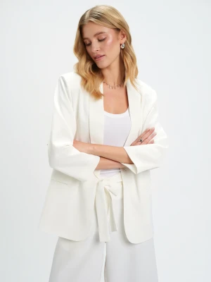 Biały żakiet z szalowym kołnierzem Top Secret