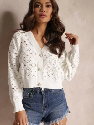 Biały Zapinany Kardigan Ażurowy Nemolle elsa.m by may