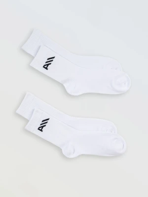 Biały zestaw skarpet z haftem 2-PAK Reporter