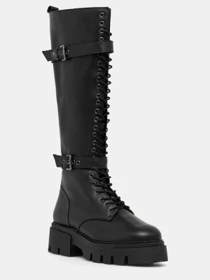 Bianco kozaki skórzane BIAMIA damskie kolor czarny na platformie 11302219