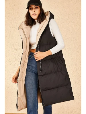 Bianco Lucci Dwustronna kamizelka pikowana w kolorze czarno-beżowym rozmiar: 38