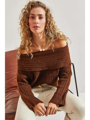 Bianco Lucci Sweter w kolorze brązowym rozmiar: onesize