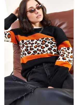 Bianco Lucci Sweter w kolorze czarno-pomarańczowym rozmiar: onesize