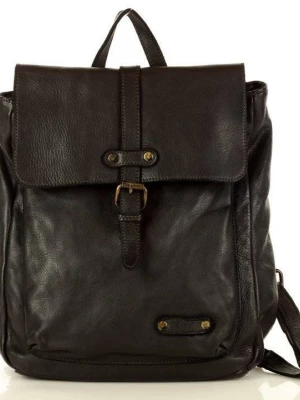 BIANCO Włoski Miejski plecak skórzany w stylu old look ręcznie szyty czarny Merg