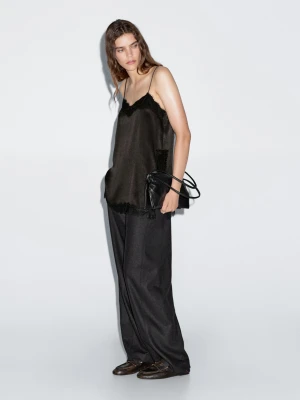 Bieliźniany Top Z Rozcięciami - Brązowy - - Massimo Dutti - Kobieta