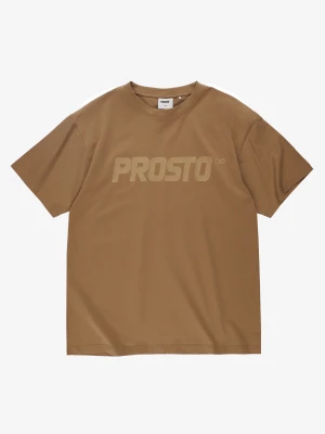 Big log t-shirt bawełniany męski beżowy Klasyk