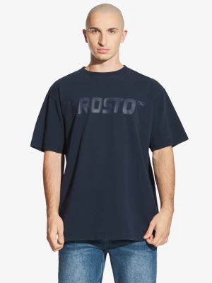 Big Log t-shirt męski bawełniany granatowy Prosto