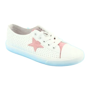Big Star Damskie trampki zdobione gwiazdą 274691 białe