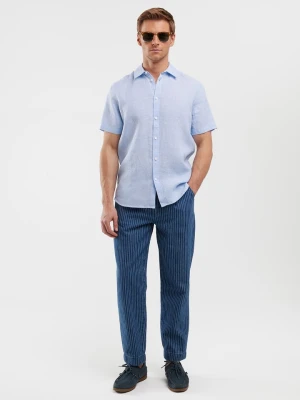 BIG STAR Lniana koszula - Regular fit - w kolorze błękitnym rozmiar: XL