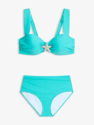 Bikini balkonetka z ozdobną rozgwiazdą (2 części) BonPrix niebieski
