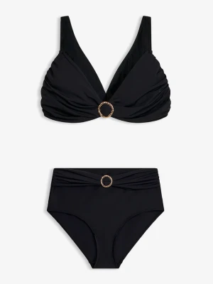 Bikini bustier z ozdobnym kółkiem (2 części) BonPrix czarny