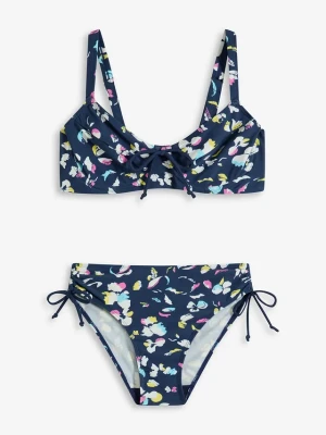 Bikini minimizer (2 części) z wiązanymi troczkami BonPrix niebieski
