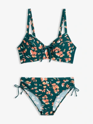 Bikini minimizer (2 części) z wiązanymi troczkami BonPrix niebieski