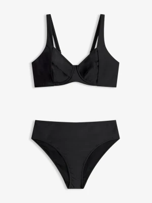 Bikini minimizer z figami z wysokim stanem lekko modelującymi sylwetkę (komplet 2-cz.) BonPrix czarny