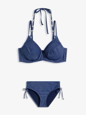 Bikini na fiszbinach w optyce dżinsu (2 części) BonPrix niebieski