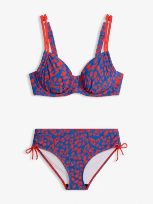 Bikini na fiszbinach z troczkami (komplet 2-cz.) BonPrix niebieski