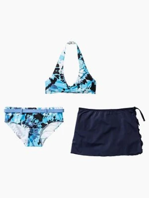 Bikini + spódniczka (3 części) BonPrix niebieski
