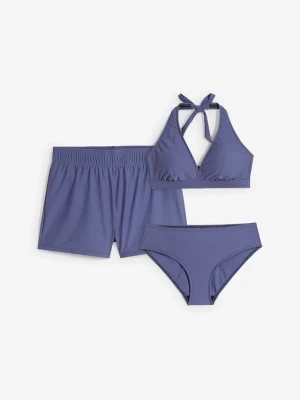 Bikini + szorty kąpielowe (3 części) BonPrix niebieski