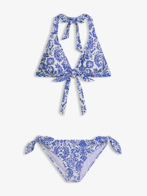 Bikini z ramiączkami łączonymi na szyi (komp. 2-cz.) BonPrix biały