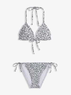 Bikini z trójkątnymi miseczkami z marszczeniem (2 części) BonPrix biały