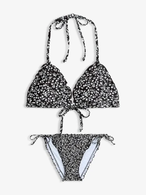 Bikini z trójkątnymi miseczkami z marszczeniem (2 części) BonPrix czarny
