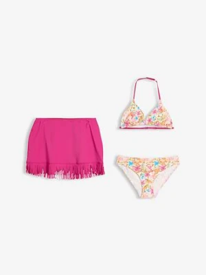 Bikini ze spódniczką kąpielową (zestaw 3 cz.) bonprix