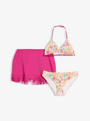 Bikini ze spódniczką kąpielową (zestaw 3 cz.) BonPrix różowy