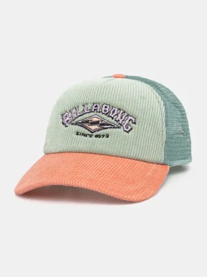 Billabong czapka z daszkiem Since 73 Cord Trucker kolor zielony z nadrukiem UBJHA00373