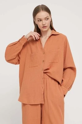 Billabong koszula bawełniana Swell damska kolor pomarańczowy relaxed z kołnierzykiem klasycznym ABJWT00487