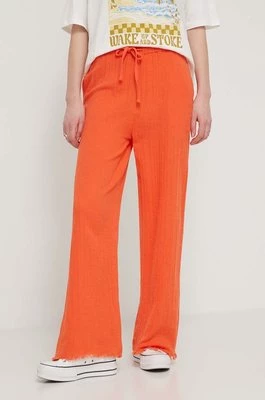 Billabong spodnie bawełniane kolor pomarańczowy szerokie high waist EBJNP00114