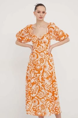 Billabong sukienka bawełniana Paradise kolor pomarańczowy midi rozkloszowana ABJWD00664
