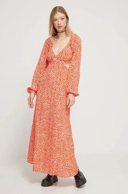 Billabong sukienka kolor pomarańczowy maxi rozkloszowana