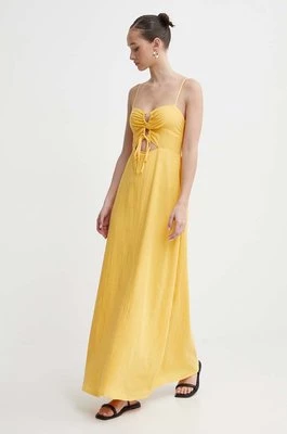 Billabong sukienka z domieszką lnu X It's Now Cool kolor żółty maxi rozkloszowana ABJWD00681
